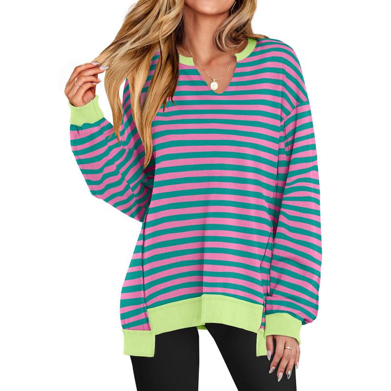 ANRABESS Womens Oversized Sweatshirt V Neck Long Sleeve Tunic Lightweight Pullover 2025 Winter Casual Tops Teen Girl Outfits
