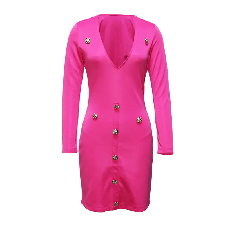 Slimming V-neck Long Sleeve Women's Bottoming Skirt