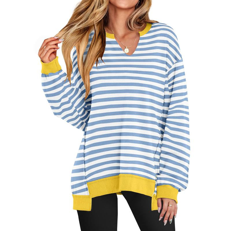 ANRABESS Womens Oversized Sweatshirt V Neck Long Sleeve Tunic Lightweight Pullover 2025 Winter Casual Tops Teen Girl Outfits