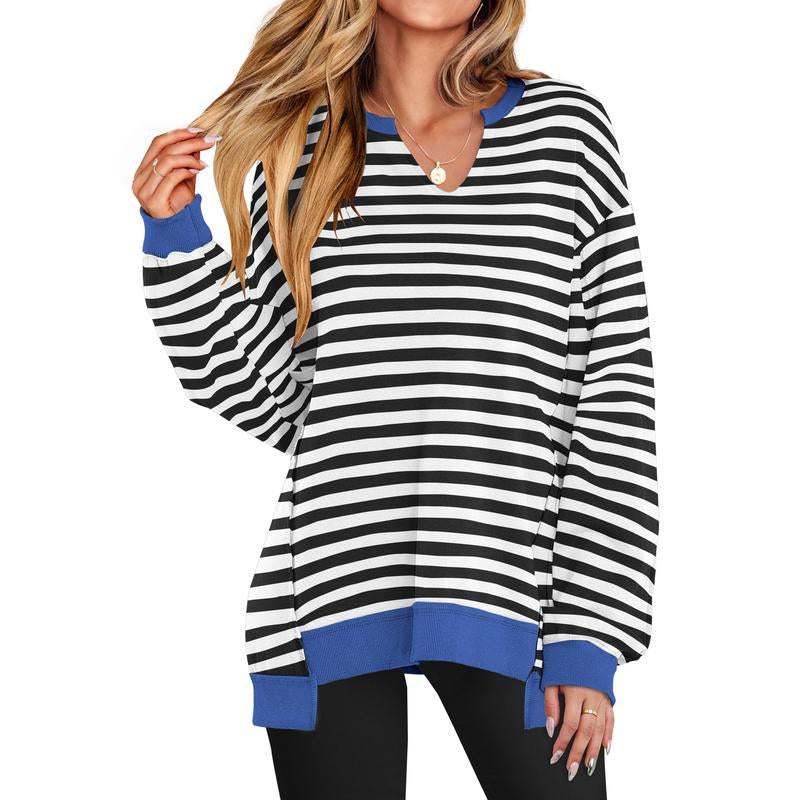 ANRABESS Womens Oversized Sweatshirt V Neck Long Sleeve Tunic Lightweight Pullover 2025 Winter Casual Tops Teen Girl Outfits
