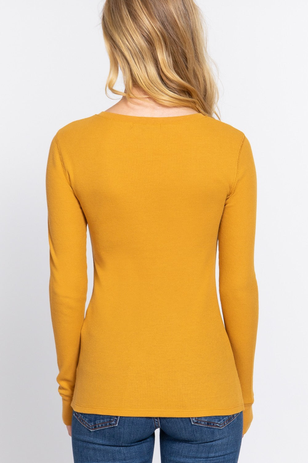 Womens Henley Warm Soft Thermal Top Button T-Shirt Waffle Knit Layering
