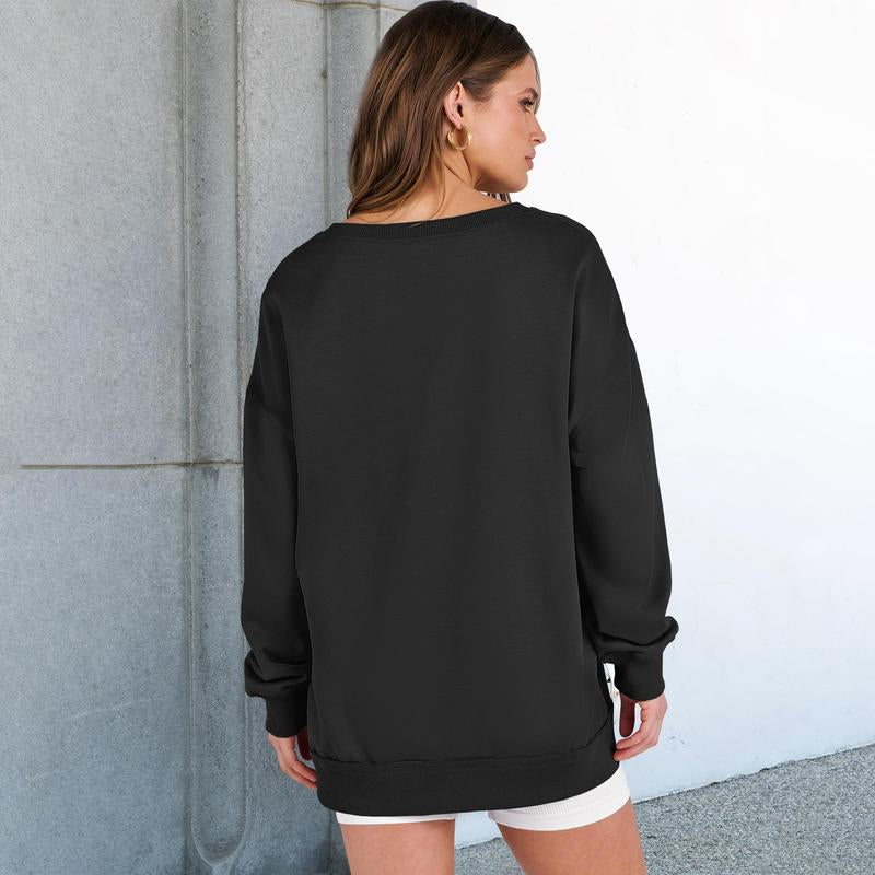 ANRABESS Womens Oversized Sweatshirt V Neck Long Sleeve Tunic Lightweight Pullover 2025 Winter Casual Tops Teen Girl Outfits